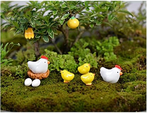 22Pcs Miniature Family Chicken,Cock,Hen,Egg,Chickens Nest Ornament Micro Landscape Fairy Garden Décor...