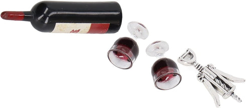 Dollhouse Miniature Wine Bottles,Doll House Red Wine Set 1/12 Simulation Red Wine Bottles Red Wine Glass Bottle Opener Mini Doll House Decoration...