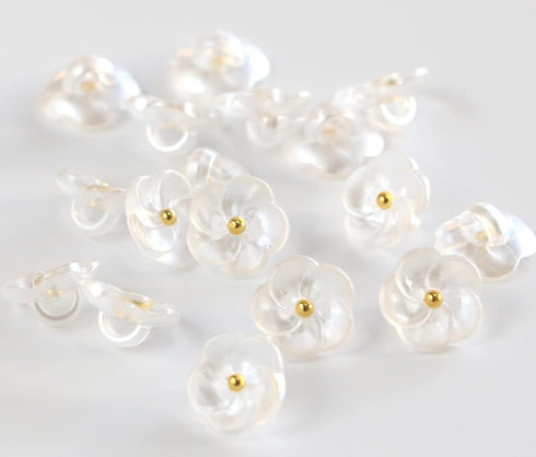 Flower Buttons for Sewing 15/32 Inch (11.5mm) Translucent Blouse Button Craft Scrapbooking White Color Pack of 30pcs...