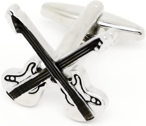 Silver Electric Guitar Men CuffLinks in Gift Box for Business Wedding Anniversary Shirt Present Unisex Metal Cuff Links...