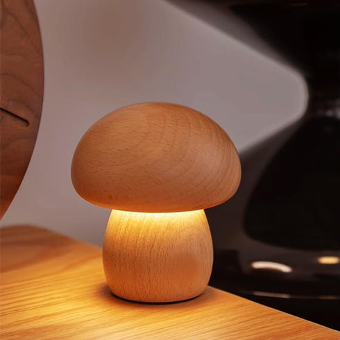 LED Creative Mushroom Table Lamp, Wood Desk Lamp, Bedroom Bedside Night Light, Dimmable Led Lighting, Creative Home Decor Table Lamp, Unique House...