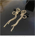 925 silver Crystal Bow Stud Earrings Fashion Ladies Tassel Rhinestone Earrings Hypoallergenic for Sensitive Ears...