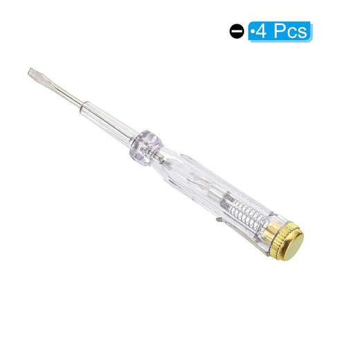 PATIKIL Voltage Tester AC 150-500V Contact Electrical Detector Slotted Screwdriver Tester Pen with Neon Tube, Clear Blue, Pack of 4...