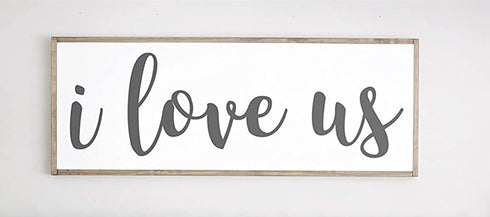 Tamengi I Love Us Wood Sign - Rustic Farmhouse Decor - 6x20inch - Red, White, Black - Wall Mount - Home Decor, Events...