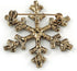 Vintage Inspired Green/Ab/Red Crystals Christmas Snowflake Brooch In Antique Gold Tone - 40mm...