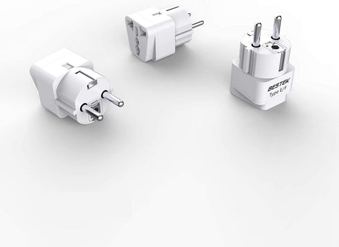 BESTEK Europe Travel Plug Adapter, Grounded Universal Type E/F Plug Adapter EU to US Adapter - Ultra Compact for Most of Europe, Asia Countries an...