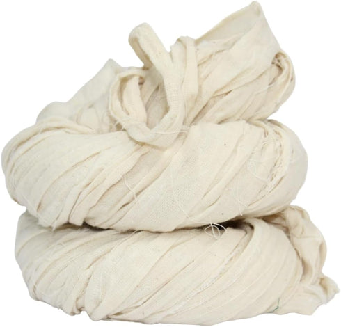 Khadi Cotton Ribbon Yarn- Used for knitting sweaters or scarves,and Unique crafts, Khadi Cotton Natural Matte ribbon yarn 22 Yards -70 Gm......