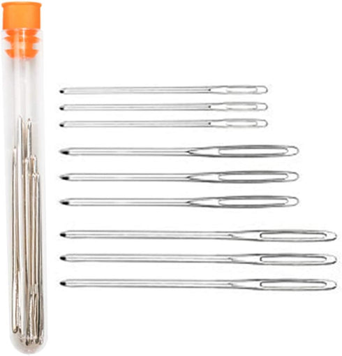 Hekisn Large-Eye Blunt Needles, 12 Pieces Pro Quality Stainless Steel Yarn Knitting Needles, Sewing Needles, Crafting Knitting Weaving Stringing N...