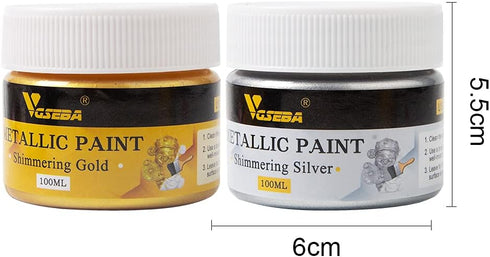 Acrylic Paint Metallic Gold and Silver,200ml Gold Leaf Paint for Art, Painting, Handcrafts,Ideal for Canvas Wood Clay Fabric Ceramic Craft Supplie...