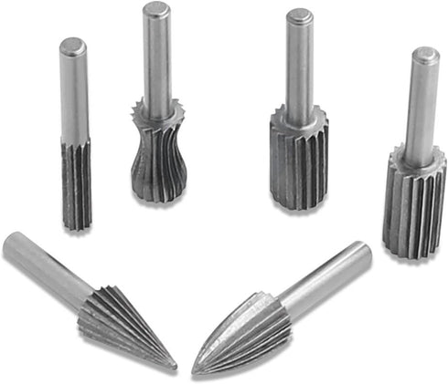 Set of 6 Rotary Cutting Burr Set Grinder Bit 6mm Round Shank Woodworking Carving Tools...