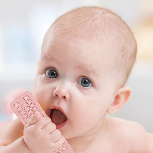 2Pack Silicone Baby Teething Toys, Soft Chew Toys with TV Remote Control Shape, Teether Early Educational Sensory Toy for Babies 3-12 Months Boys ...