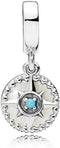 Compass Dangle Charm fits Pandora Moments Bracelets Women Sterling Silver...