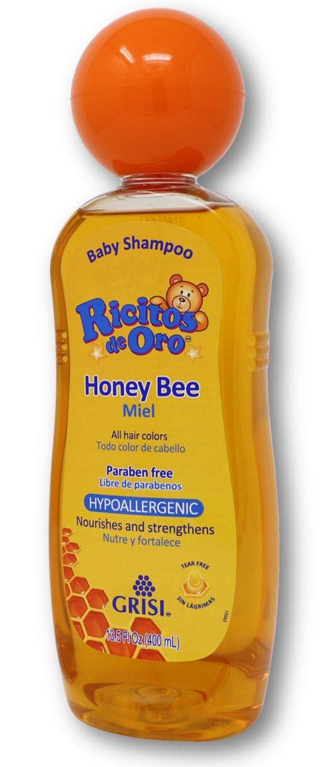 Honey Bee Ricitos de Oro Shampoo| Baby Shampoo with Pop-Up Rattle Cap, Paraben Free Product for Baby’s Delicate Hair; 13.5 Fl...