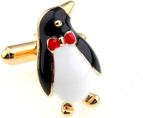 Penguin with Bow Tie Formal Pair of Cufflinks in a Presentation Gift Box & Polishing Cloth...