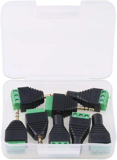 Glarks 8Pcs 3.5mm(1/8inch) Stereo Audio Balanced Male & Female Jack to AV 3-Screw Video Balun Terminal Adapter Connector...
