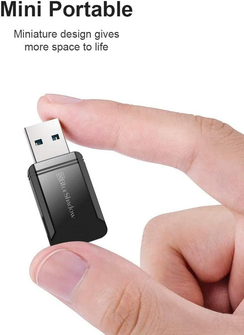 Blueshadow AC1300 USB WiFi Adapter - 2.4G/5G Dual Band Wireless Network Adapter for Desktop Computers PC, MU-MIMO WiFi Dongle, USB 3.0, Supports W...