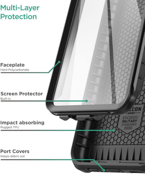 ENCASED Falcon Armor for (2022) Moto G Stylus 5G Case with Screen Protector, Full Body Protection with Built-in Screen Guard, Black (5G Model ONLY...