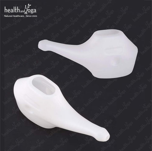 HealthAndYoga™ QwikFlo Light-Weight Neti Pot Sinus Rinse Kit- Compact Neti Pot for Kids and Adults - Travel Friendly Nose Wash Netty Pot - White (...