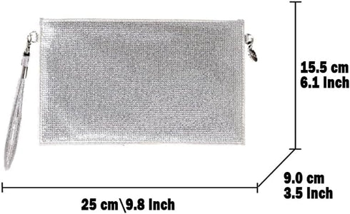 Boutique De FGG Silver Crystal Clutch Purse Envelope Evening Clutch Handbags Women's Wedding Party Messenger Bags...