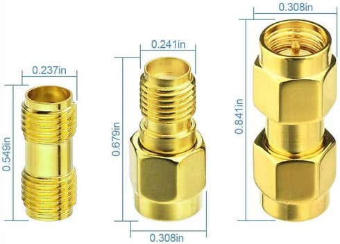 Superbat RF coaxial SMA Male to SMA Female Bulkhead RG174 6.56ft Cable + 3pcs RF Coax SMA Adapter Kit for SDR Equipment Antenna Ham Radio,3G 4G LT...