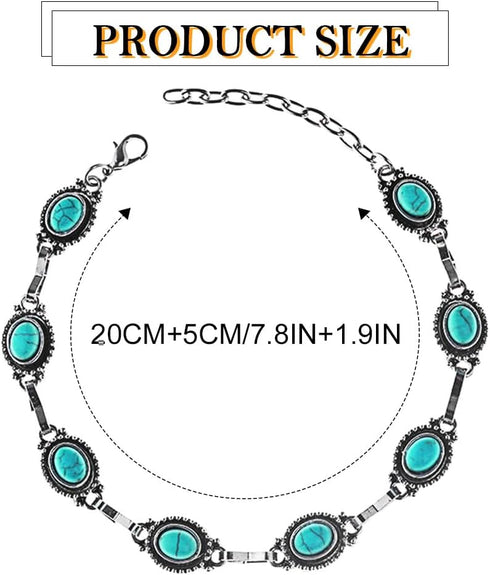 Nicute Boho Turquoise Anklet Silver Vintage Ankle Summer Beach Adjustable Foot Jewelry for Women...