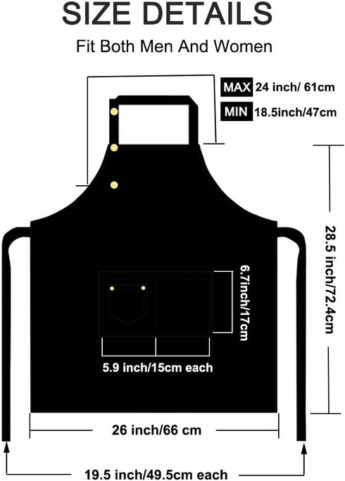 Kitchen Cooking Apron for Women Men with Big Pockets Canvas Waterproof Aprons for Server Pottery Painting Chef Apron...