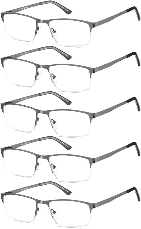 EYECEDAR 5 Pack Blue Light Blocking Reading Glasses Men Computer Eyeglasses Metal Half Frame Spring Hinges Readers for Men 2.50...