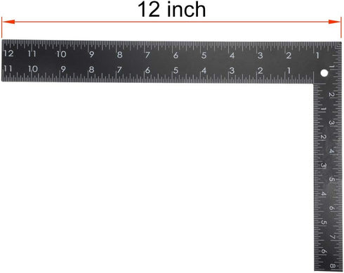 uxcell Leathercraft Black Tempered Stainless Steel Measuring Square Ruler for DIY Leather Handmade Sewing Tools 0-300mm 0-12inch Scale...