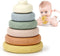 BOBXIN Stacking & Nesting Rings Toy, Soft Circle Stacker, 6 pcs Building Stacker,Teethers for Baby, Squeeze Play with letter, Animal and Graphic, ...
