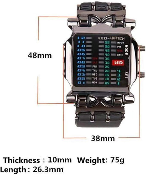 MINILUJIA Men Cool Digital Watch Binary Time LED Display Waterproof with Rubber Band Unique Creative Fashion Sport Wristwatches One PCS...