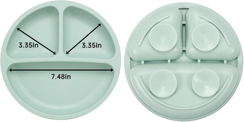 PandaEar Baby Feeding Set| 2 Pack Silicone Divided Suction Plate, 2 Set Toddler Spoons & Forks| Baby Led Weaning Supplies Self Feeding Eating Uten...