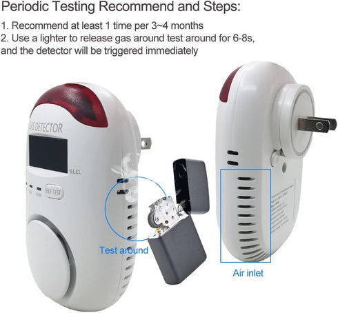 Natural Gas Detector, Plug-in Natural Gas Alarm and Monitor for Home, Kitchen or Camper, Propane Methane Gas Leak Detector Monitor with Voice Warn...