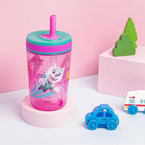 Zak Designs Kelso 15 oz Tumbler Set (Paw Patrol Skye & Everest) Leak-Proof Screw-On Lid with Straw Made of Durable Plastic and Silicone, Perfect C...