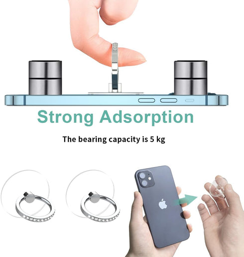 Transparent Cell Phone Ring Holder Grip, Clear Phone Ring Stand Holder, 360° Degree Rotation Phone Ring Finger Grip Back Kickstand, Compatible Tab...