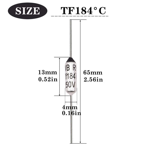 Tnisesm 10 Pcs 184 C Metal Thermal Cutoffs Thermal Fuse 10A 250V with Non-Insulated Butt Connectors(22-18 AWG) for Motor Transformer Electric Indu...