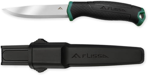 FLISSA Bushcraft Knife, Fixed Blade Knife with Nylon Sheath, Stainless Steel Blade, Ideal for Camping, Backpacking, Fishing, Hiking or Survival, 4...