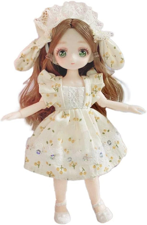 Anime BJD Doll 1/7 SD Dolls 9 Inch 18 Ball Jointed Doll DIY Toys with Clothes Outfit Shoes Non-Adjustable Hair Makeup,Best Gift for Girls Kids Chi...