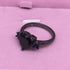Hsitgexf Black Gold Plated Heart & Blue Round CZ Cubic Zirconia Promise Statement Ring,Women's Fashion 3-Stone Wedding Engagement Ring (US size 9)...