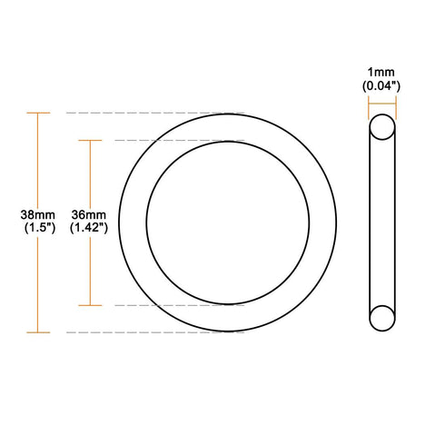 10pcs Nitrile Rubber O-Rings 38mm OD 36mm ID 1mm Width,Metric Nitrile Rubber Sealing Gasket for Automotive Machine Plumbing...