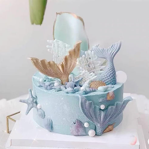 4PCS Marine Theme Fondant Silicone Mold Seaweed Sea Fish Crab Coral Conch Sea Shells Shape DIY Handmade Baking Tools...