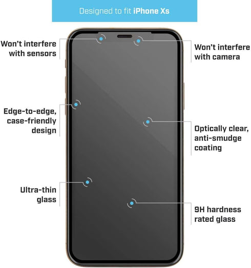BodyGuardz - Pure 2 Edge Glass Screen Protector for Apple iPhone Xs/X, Ultra-Thin Edge-to-Edge Tempered Glass Screen Protection......