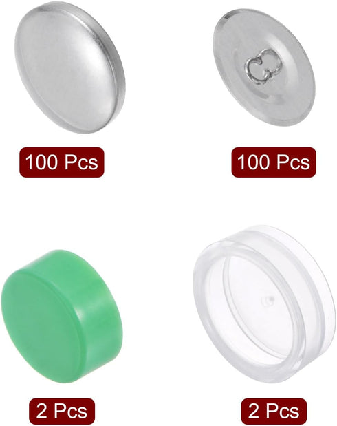HARFINGTON 100 Sets Self Cover Button Kit 44L 1.1" 28mm with Wire Backs Aluminum Buttons to Cover Fabric Button Maker Covered Buttons Kit with 2 T...
