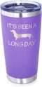 Bevvee Long Day - Insulated Coffee Tumbler Cup with Sliding Lid - Stainless Steel Insulated Mug - Dog Themed Coffee Gifts - Purple...