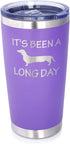 Bevvee Long Day - Insulated Coffee Tumbler Cup with Sliding Lid - Stainless Steel Insulated Mug - Dog Themed Coffee Gifts - Purple...