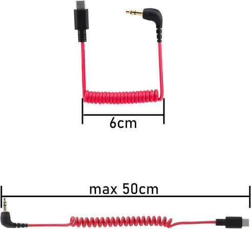 USB C to 3.5mm Cable for RODE Wireless Go II, Coiled Right Angle TRS Male DAC AUX Adapter Audio Cord Compatible with iPhone 15 Pro Max Plus, Galax...