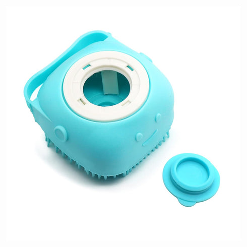 Dog Scrubber for Bath Pet Bathing Brush Silicone Shampoo Massage Dispenser Brush for Short Long Haired Dogs and Cats Washing(Blue)...