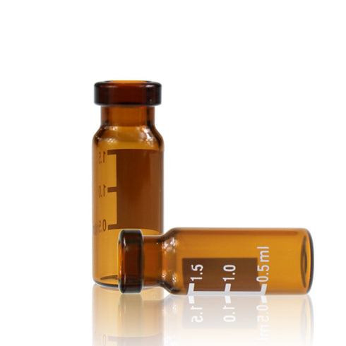 Amber Glass Flat Base Vial, 11 mm Wide Opening Crimp Top Vial, 2 mL, 12 mm x32 mm, Pack of 100...