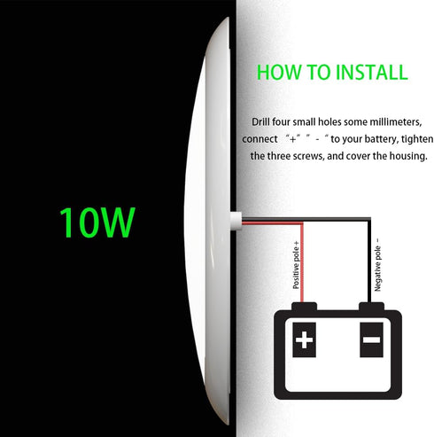 12 Volt LED Lights 7" DC 12/24V 10W Downlight 5500-6500K Bright White Round Dome Camper RV Interior Lights Ceiling LED Panel Light for Inside Car ...