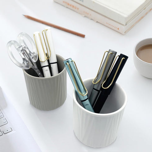 Round Ceramic Pen Holder for Desk Cute Pencil Cup Pot Desk Organizer for Girls Kids Makeup Brush Holder Dark Green...
