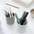 Round Ceramic Pen Holder for Desk Cute Pencil Cup Pot Desk Organizer for Girls Kids Makeup Brush Holder Dark Green...